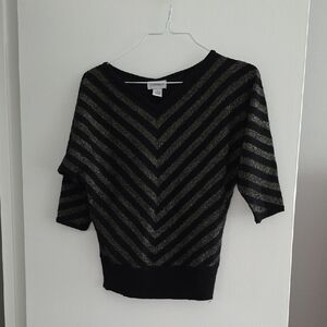 Carmen Black and Gold V-Neck Sweater, Small